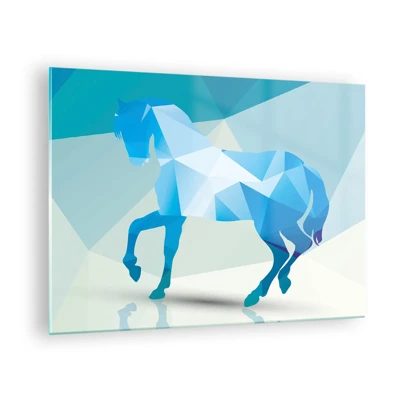 Impression sur verre - Image sur verre - Cheval géométrique en turquoise - 70x50 cm