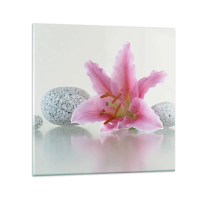 Impression sur verre - Image sur verre - Étude de rose, gris et blanc - 50x50 cm