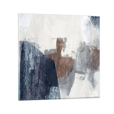 Impression sur verre - Image sur verre - Formes bleues et brunes - 60x60 cm