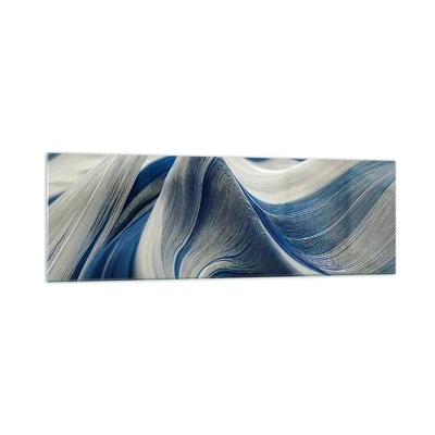 Impression sur verre - Image sur verre - La fluidité du bleu et du blanc - 160x50 cm