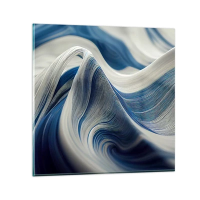Impression sur verre - Image sur verre - La fluidité du bleu et du blanc - 40x40 cm