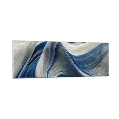Impression sur verre - Image sur verre - La fluidité du bleu et du blanc - 90x30 cm