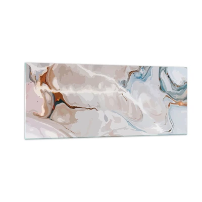 Impression sur verre - Image sur verre - Le bleu serpente sous le blanc - 100x40 cm
