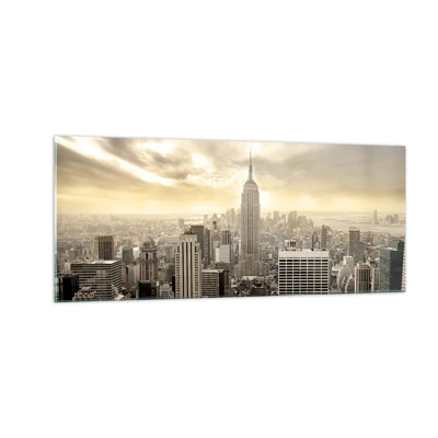 Impression sur verre - Image sur verre - New York tissé de gris - 100x40 cm