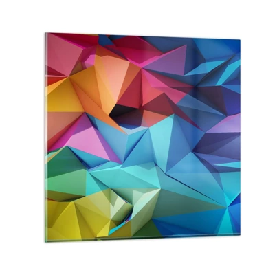 Impression sur verre - Image sur verre - Origami arc-en-ciel - 30x30 cm