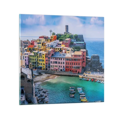 Impression sur verre - Image sur verre - Petite ville magique de méditerranée - 40x40 cm
