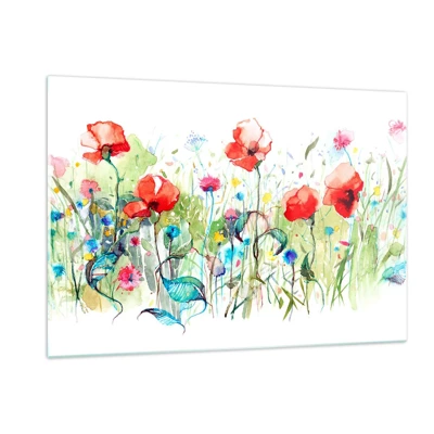 Impression sur verre - Image sur verre - Prairie de fleurs en mai - 120x80 cm