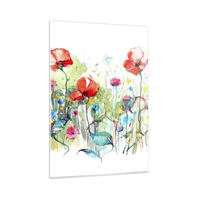 Impression sur verre - Image sur verre - Prairie de fleurs en mai - 50x70 cm