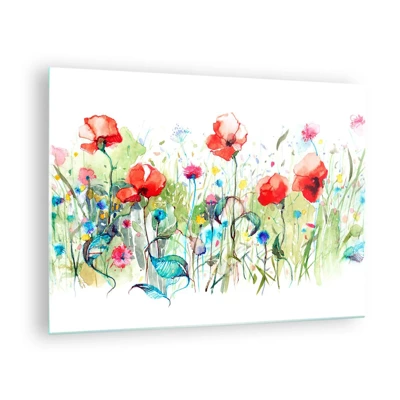 Impression sur verre - Image sur verre - Prairie de fleurs en mai - 70x50 cm