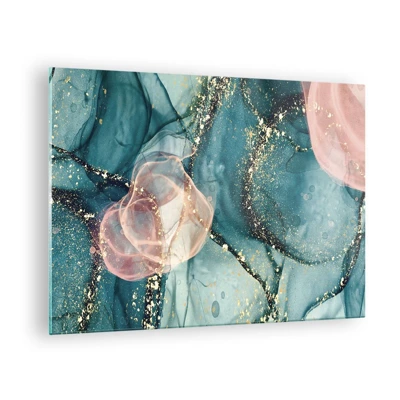 Impression sur verre - Image sur verre - Soie bleu, tulle rose - 70x50 cm