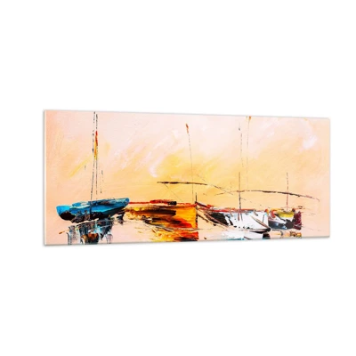 Impression sur verre - Image sur verre - Soirée à la marina - 100x40 cm