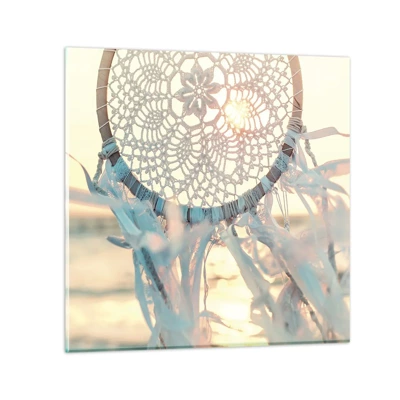 Impression sur verre - Image sur verre - Totem en dentelle - 70x70 cm
