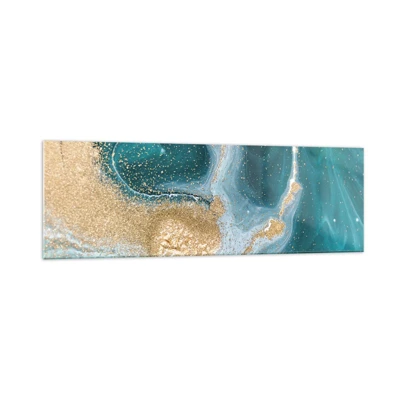 Impression sur verre - Image sur verre - Tourbillon d'or et de turquoise - 160x50 cm