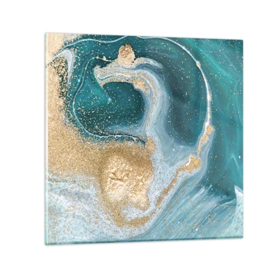 Impression sur verre - Image sur verre - Tourbillon d'or et de turquoise - 50x50 cm