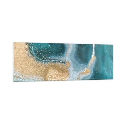 Impression sur verre - Image sur verre - Tourbillon d'or et de turquoise - 90x30 cm