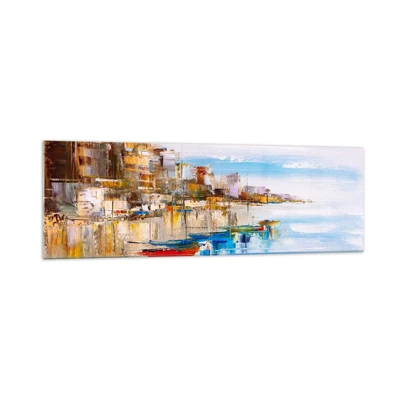 Impression sur verre - Image sur verre - Un havre urbain multicolore - 160x50 cm