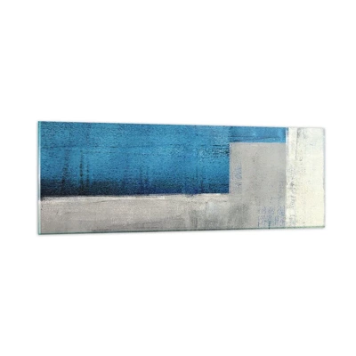 Impression sur verre - Image sur verre - Une composition poétique de gris et de bleu - 90x30 cm