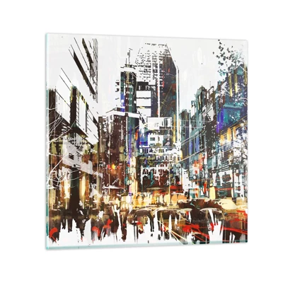 Impression sur verre - Image sur verre - Une ville chatoyante - 40x40 cm