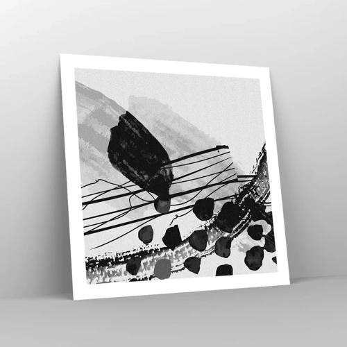 Affiche - Poster - Abstraction organique noir et blanc - 60x60 cm