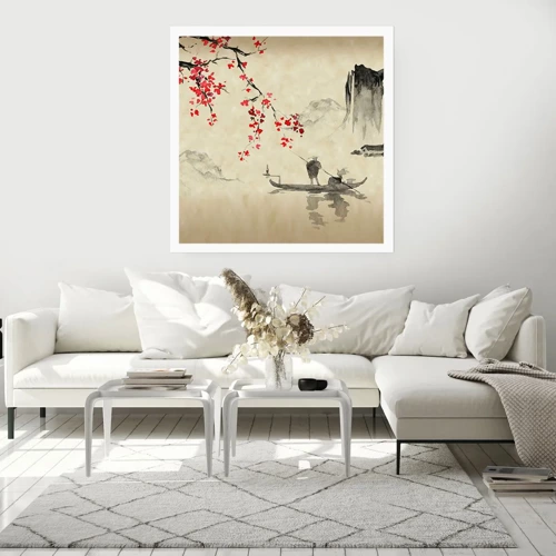Affiche - Poster - Au pays des cerisiers en fleurs - 60x60 cm