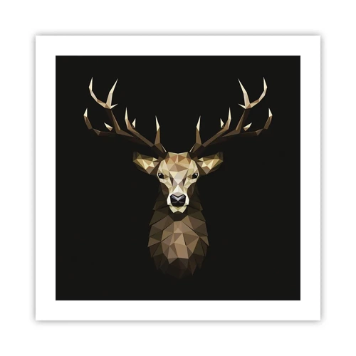 Affiche - Poster - Cerf cubique - 50x50 cm