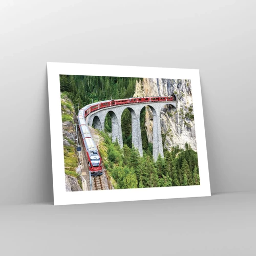 Affiche - Poster - Chemin de fer avec vue sur la montagne - 50x40 cm