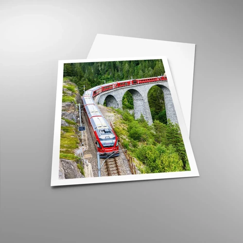 Affiche - Poster - Chemin de fer avec vue sur la montagne - 70x100 cm