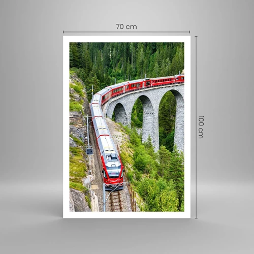 Affiche - Poster - Chemin de fer avec vue sur la montagne - 70x100 cm