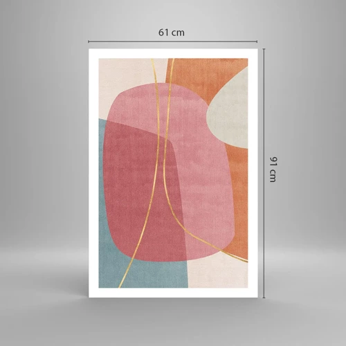 Affiche - Poster - Composition pastel au fil d'or - 61x91 cm