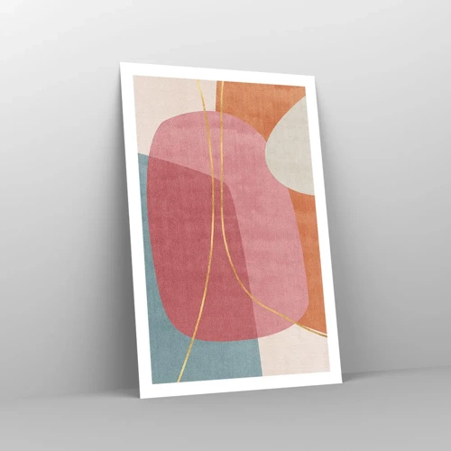 Affiche - Poster - Composition pastel au fil d'or - 61x91 cm