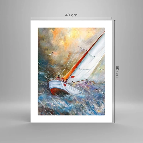 Affiche - Poster - Concourir sur les vagues - 40x50 cm