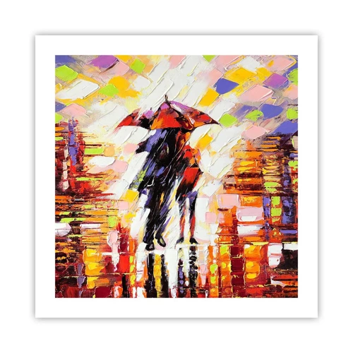 Affiche - Poster - Ensemble à travers la nuit et la pluie - 50x50 cm