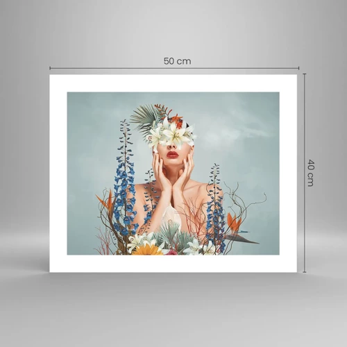 Affiche - Poster - Femme - fleur - 50x40 cm