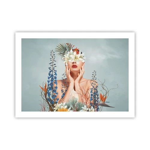 Affiche - Poster - Femme - fleur - 70x50 cm