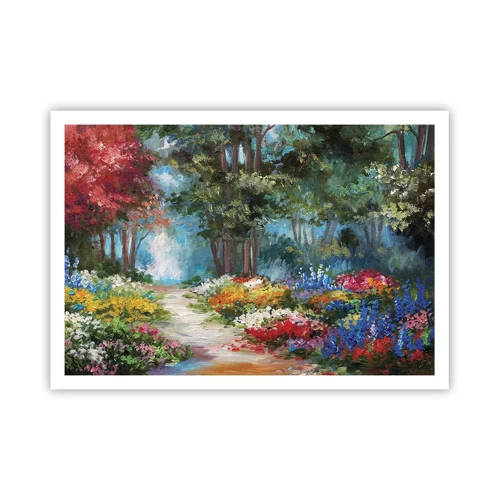 Affiche - Poster - Jardin forestier, forêt de fleurs - 100x70 cm
