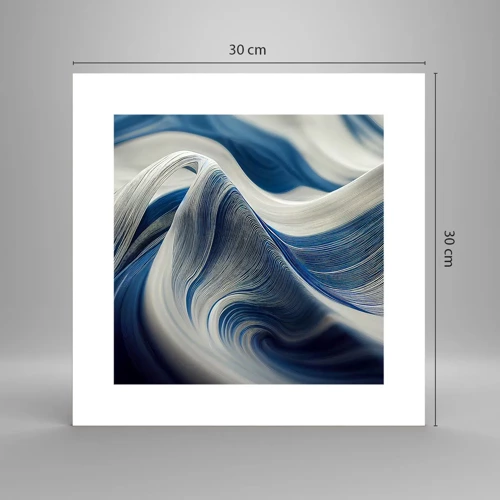 Affiche - Poster - La fluidité du bleu et du blanc - 30x30 cm