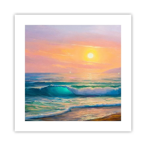 Affiche - Poster - Le chant turquoise des vagues - 40x40 cm