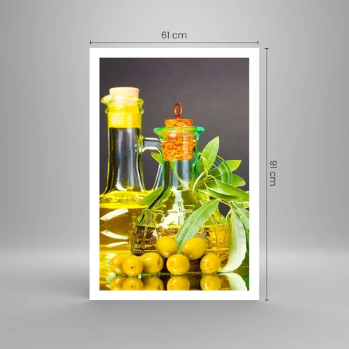 Affiche - Poster - Nature morte aux olives et à l'huile d'olive - 61x91 cm