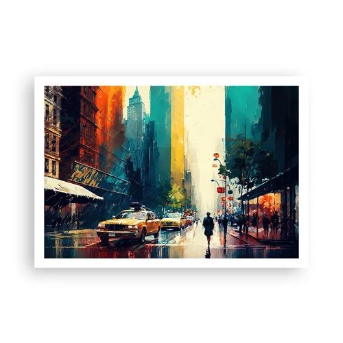Affiche - Poster - New York – ici même la pluie est colorée - 100x70 cm