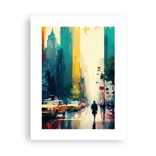 Affiche - Poster - New York – ici même la pluie est colorée - 30x40 cm