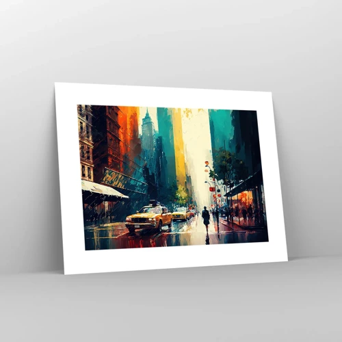 Affiche - Poster - New York – ici même la pluie est colorée - 40x30 cm