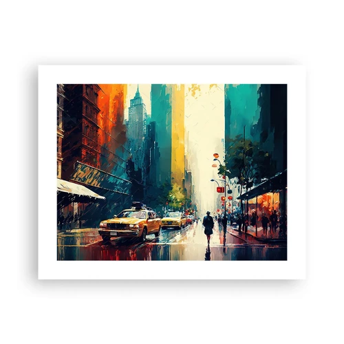 Affiche - Poster - New York – ici même la pluie est colorée - 50x40 cm