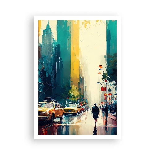 Affiche - Poster - New York – ici même la pluie est colorée - 70x100 cm
