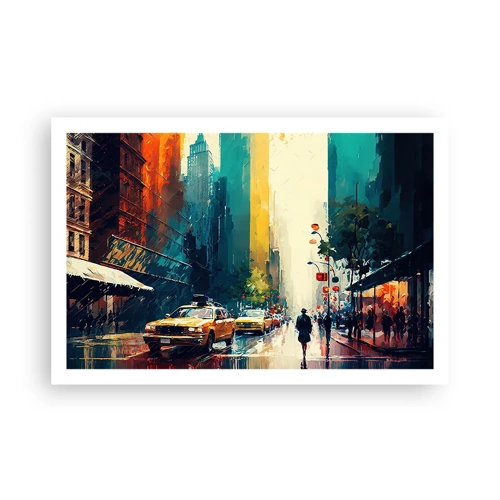 Affiche - Poster - New York – ici même la pluie est colorée - 91x61 cm