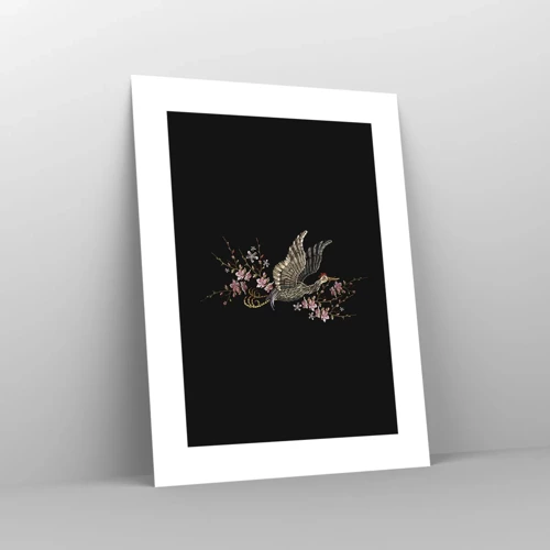 Affiche - Poster - Oiseau brodé exotique - 30x40 cm