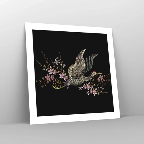 Affiche - Poster - Oiseau brodé exotique - 50x50 cm