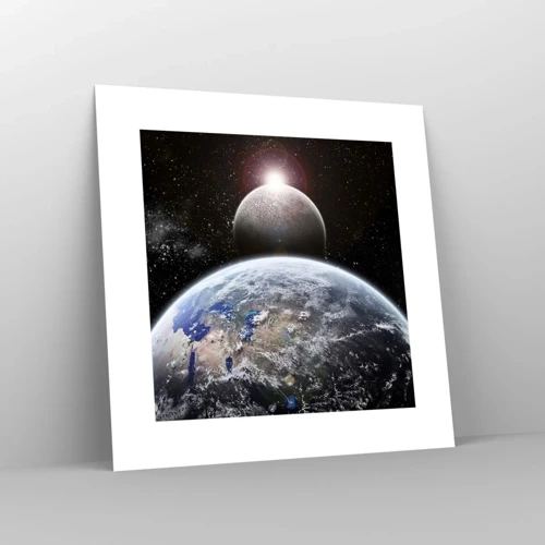 Affiche - Poster - Paysage cosmique - lever de soleil - 30x30 cm