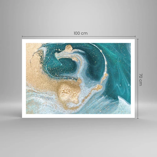 Affiche - Poster - Tourbillon d'or et de turquoise - 100x70 cm
