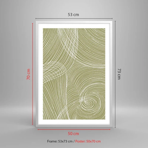 Affiche dans un cadre blanc - Poster - Abstraction complexe de blanc - 50x70 cm