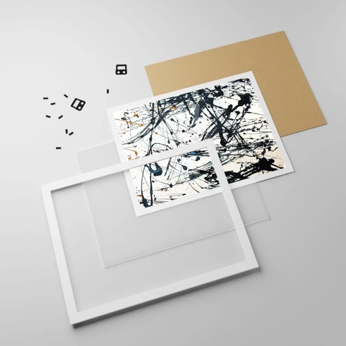 Affiche dans un cadre blanc - Poster - Abstraction expressionniste - 50x40 cm